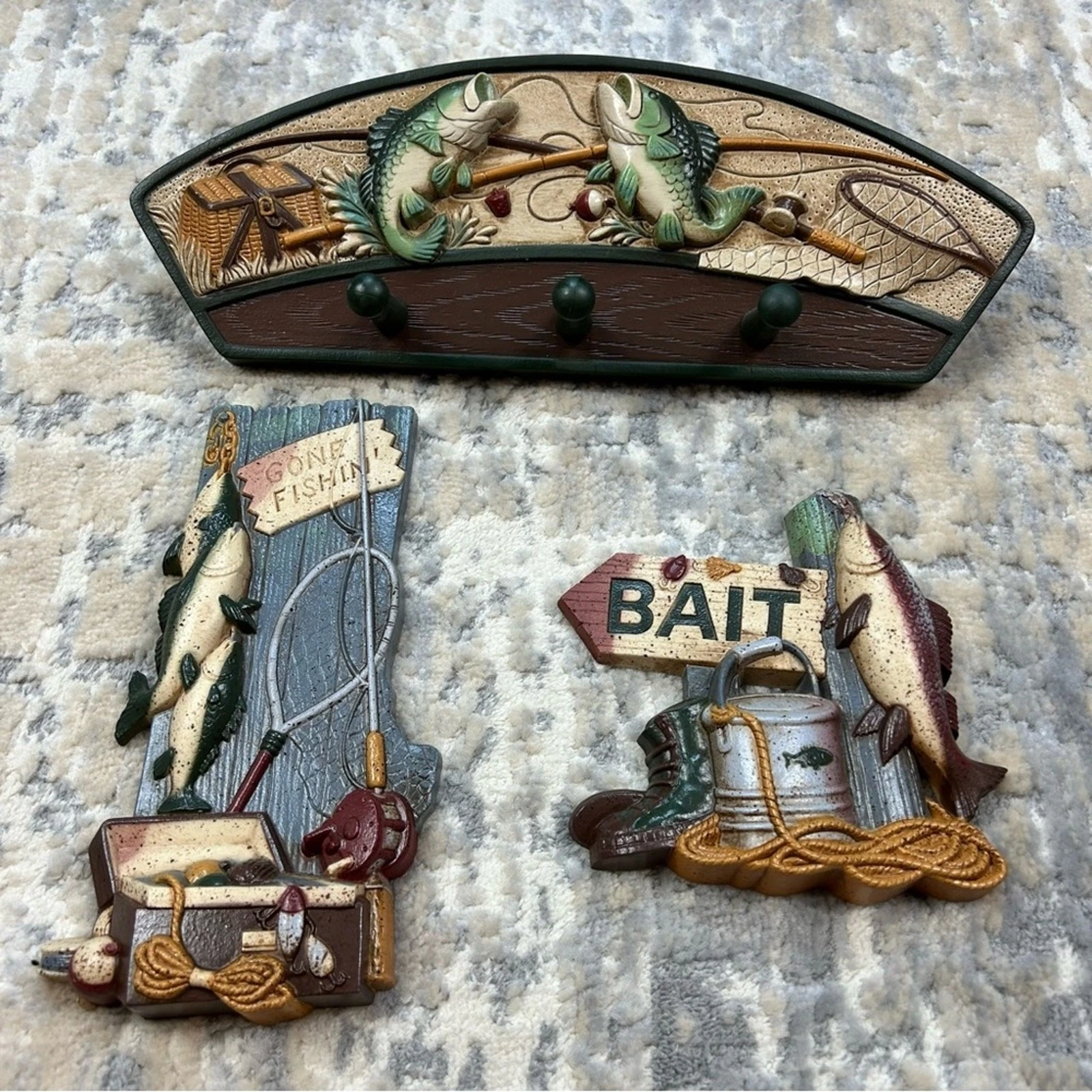 3 Piece Gone Fishin GIA Inc Home Interior Wall Hanging Plaques